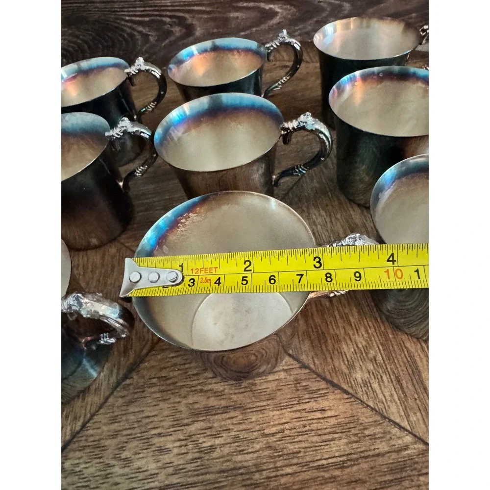 Vintage Wallace Silversmiths Silver Plate Punch Cups Set of 12 Rainbow Patina
